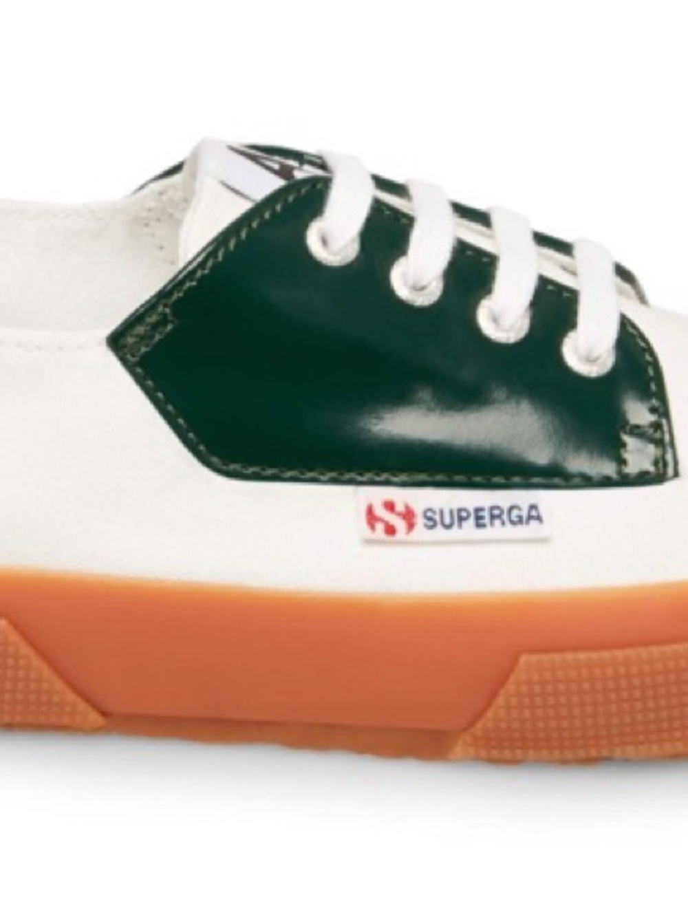 Superga Alexa Chung White and Dark Green Low-Top Sneaker